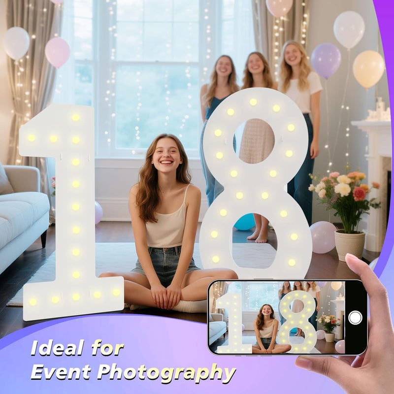 LOBOOM 4FT Light Up Numbers,Giant Marquee Number Big Mosaic Number for 70th Birthday Party Decorations Backdrop Anniversary Decor, Pre-Cut Frame - Image 3